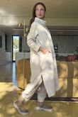 Scuba Stretch Funnel Neck Cocoon Dress Ecru /11=
